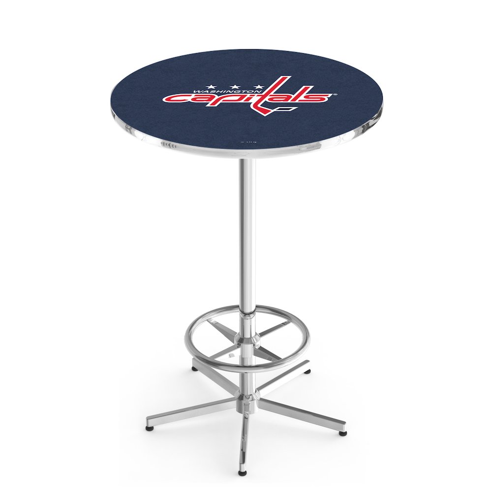 L216 Washington Capitals 42" Tall - 36" Top Pub Table with Chrome Finish (7244). Picture 1