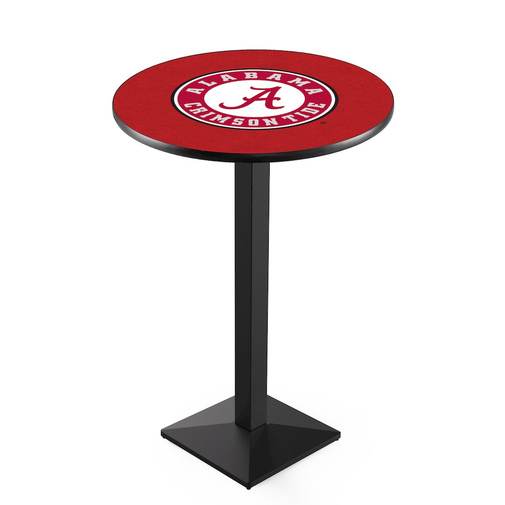 L217 University of Alabama (Script A)  36" Tall - 36" Top Pub Table with Black Wrinkle Finish. Picture 1