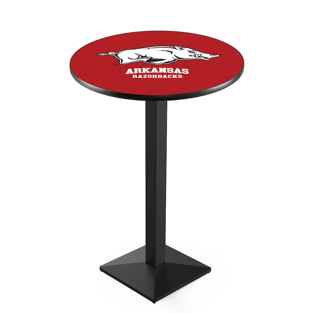 L217 University of Arkansas 36' Tall - 36' Top Pub Table w/ Black Wrinkle Finish. Picture 1