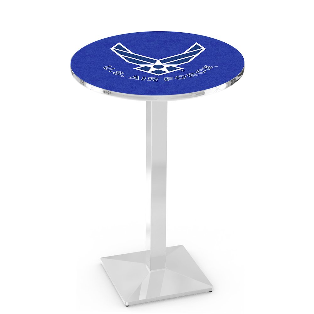 L217 United States Air Force 36' Tall - 36' Top Pub Table w/ Chrome Finish. Picture 1