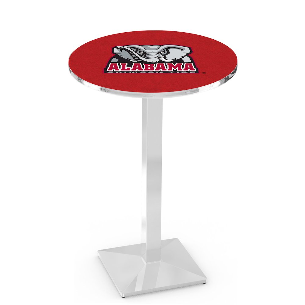 L217 University of Alabama (Elephant)  36' Tall - 36' Top Pub Table w/ Chrome Finish. Picture 1