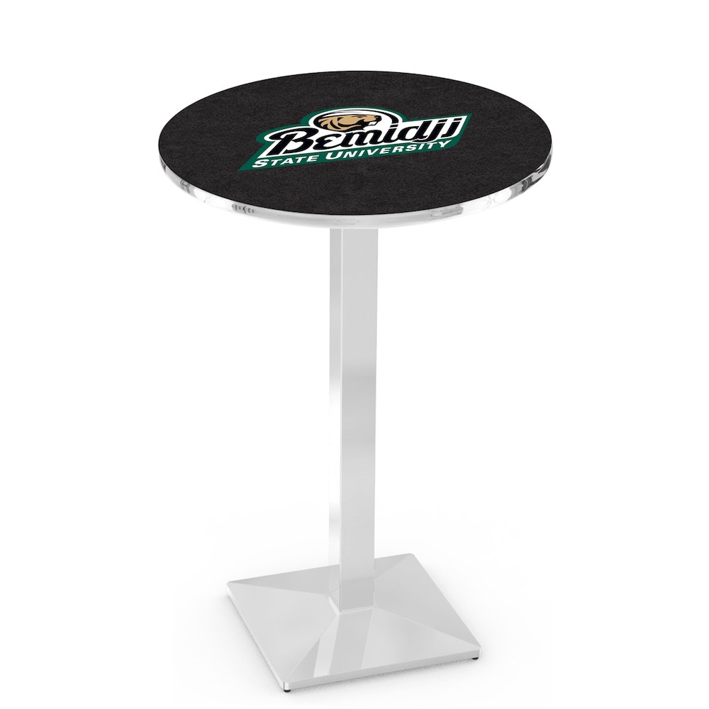 L217 Bemidji State University 36' Tall - 36' Top Pub Table w/ Chrome Finish. Picture 1