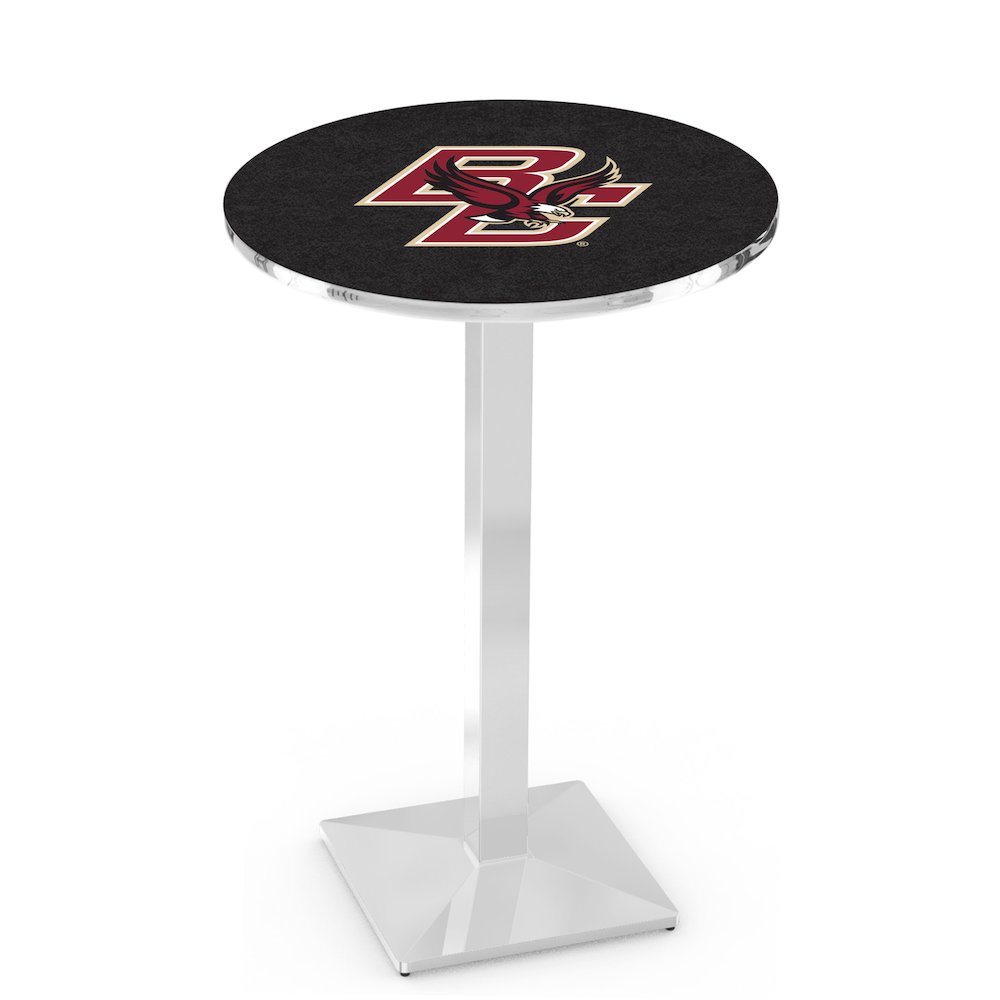 L217 Boston College 36' Tall - 36' Top Pub Table w/ Chrome Finish. Picture 1