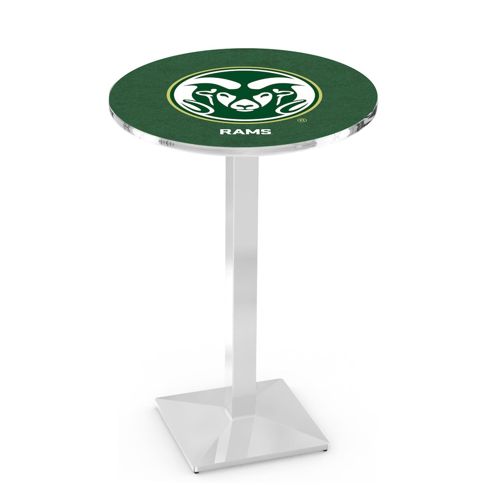L217 Colorado State University 36' Tall - 36' Top Pub Table w/ Chrome Finish. Picture 1
