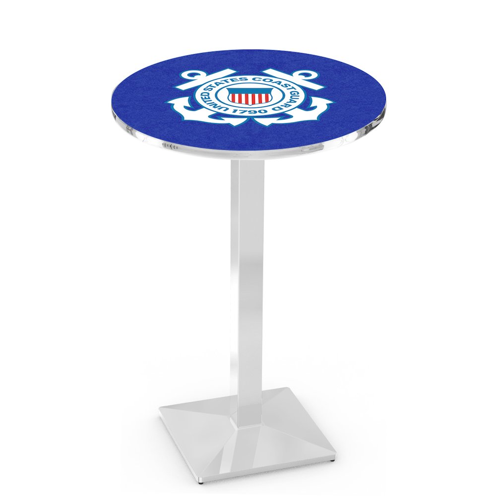 L217 United States Coast Guard 36' Tall - 36' Top Pub Table w/ Chrome Finish. Picture 1