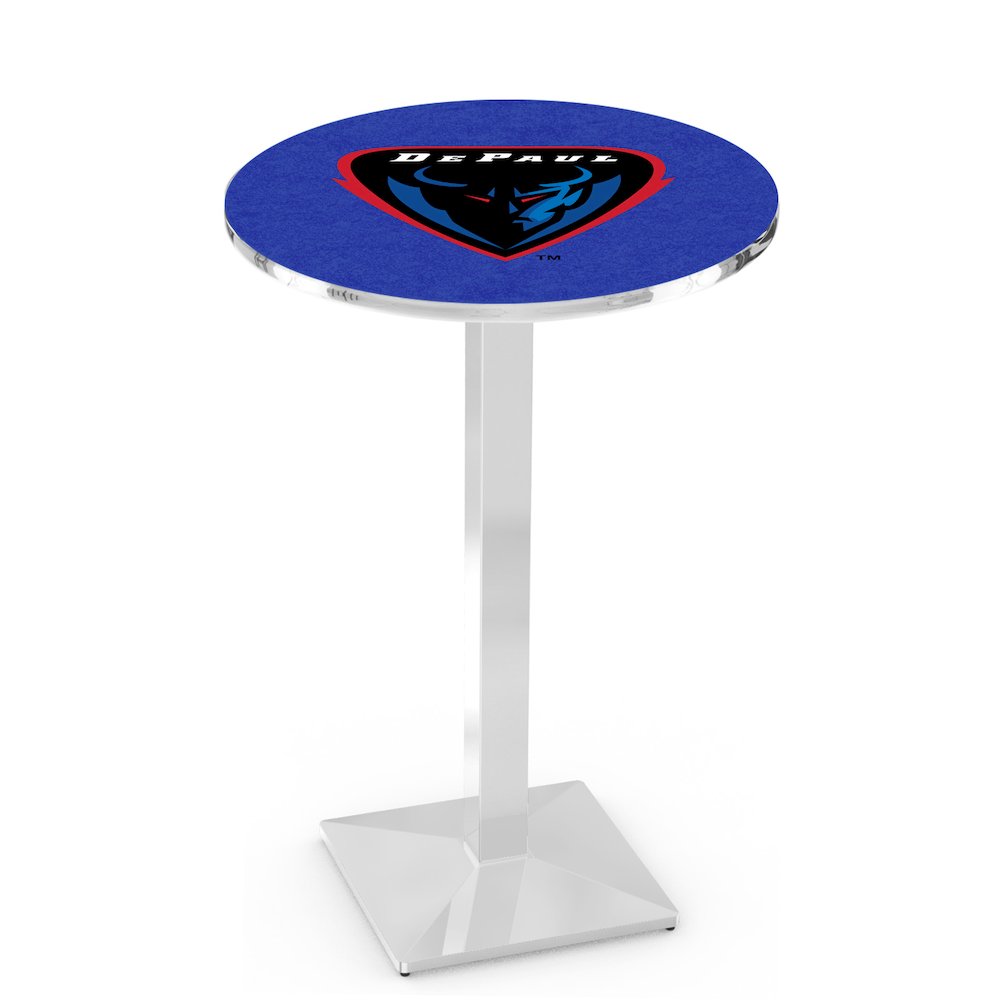 L217 DePaul University 36' Tall - 36' Top Pub Table w/ Chrome Finish. Picture 1