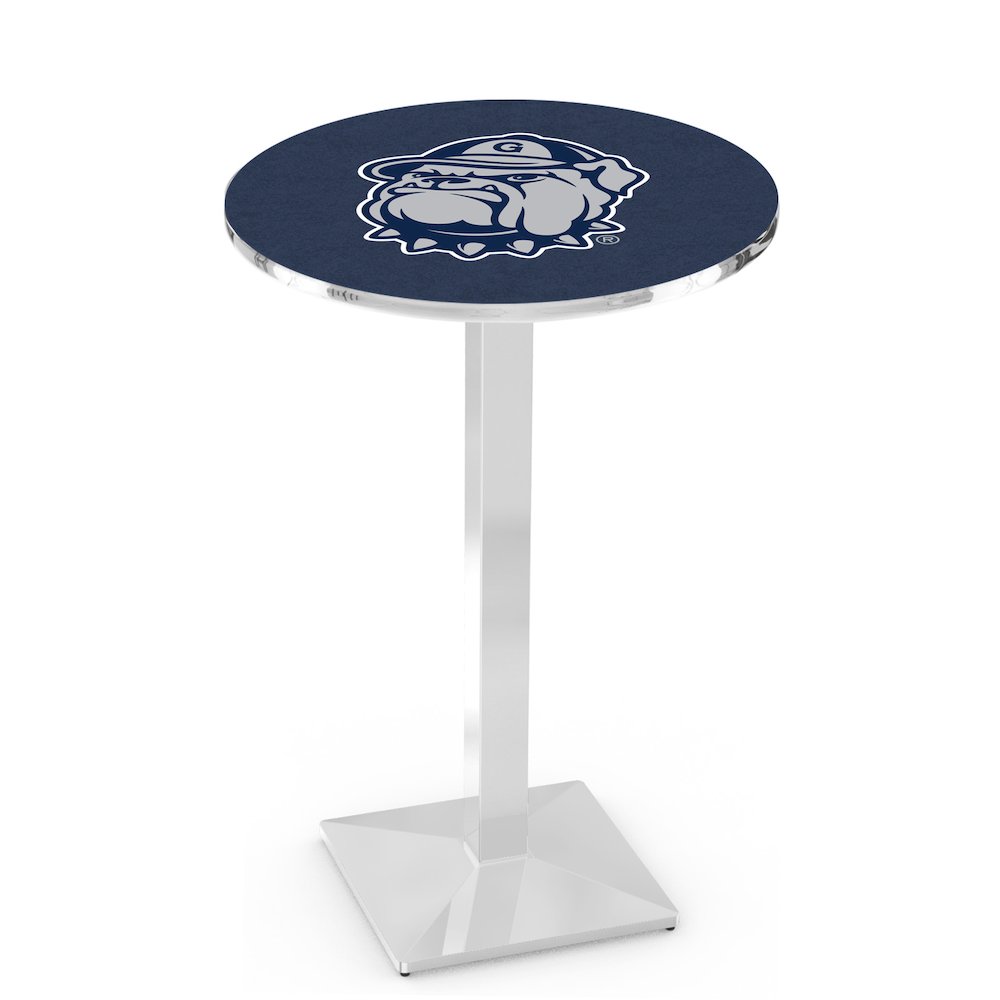 L217 Georgetown University 36' Tall - 36' Top Pub Table w/ Chrome Finish. Picture 1