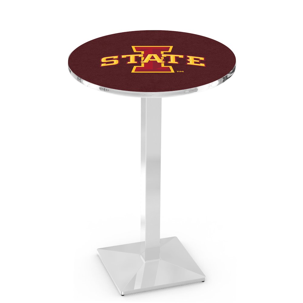 L217 Iowa State University 36' Tall - 36' Top Pub Table w/ Chrome Finish. Picture 1