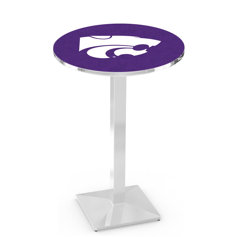 L217 Kansas State University 36' Tall - 36' Top Pub Table w/ Chrome Finish. Picture 1