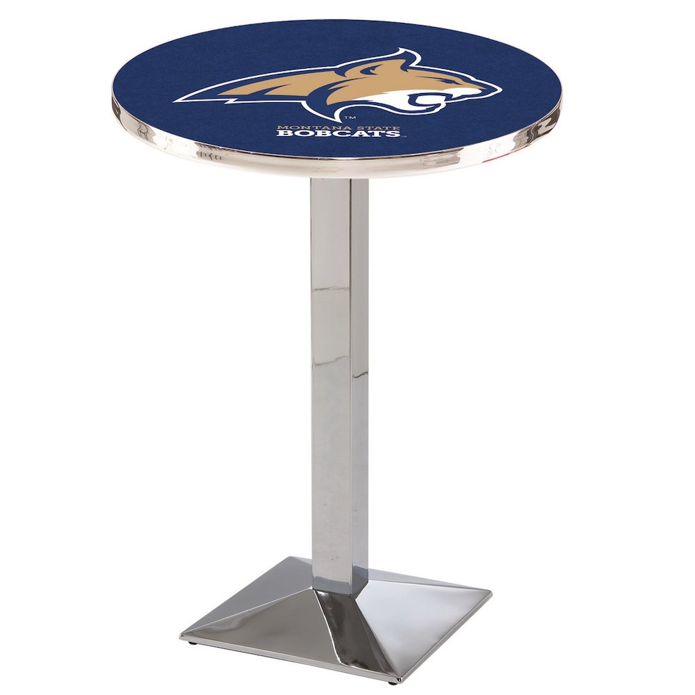 L217 Montana State University 36' Tall - 36' Top Pub Table w/ Chrome Finish. Picture 1