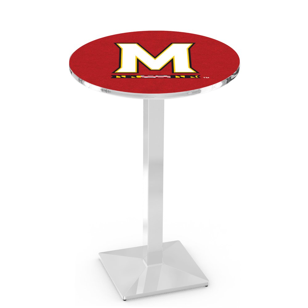 L217 University of Maryland 36" Tall - 36" Top Pub Table with Chrome Finish. Picture 1
