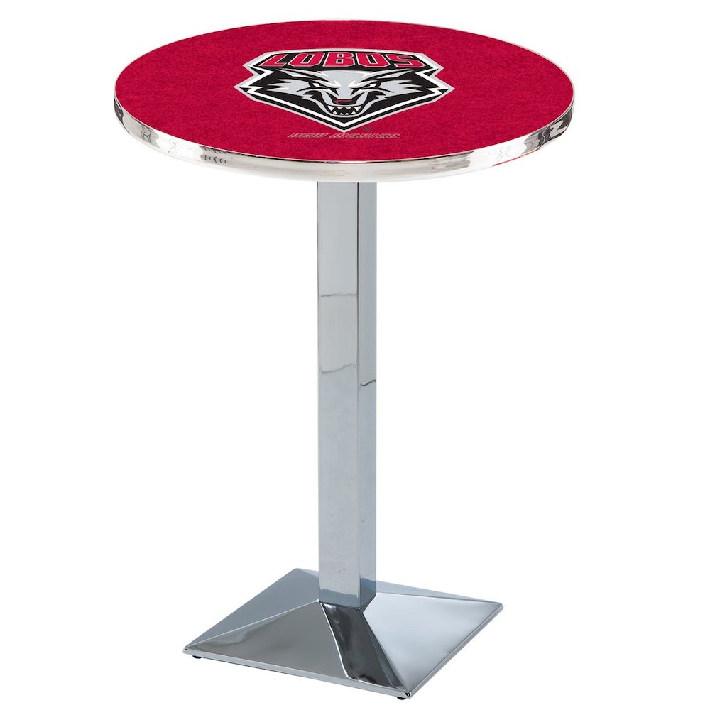 L217 University of New Mexico 36" Tall - 36" Top Pub Table with Chrome Finish. Picture 1