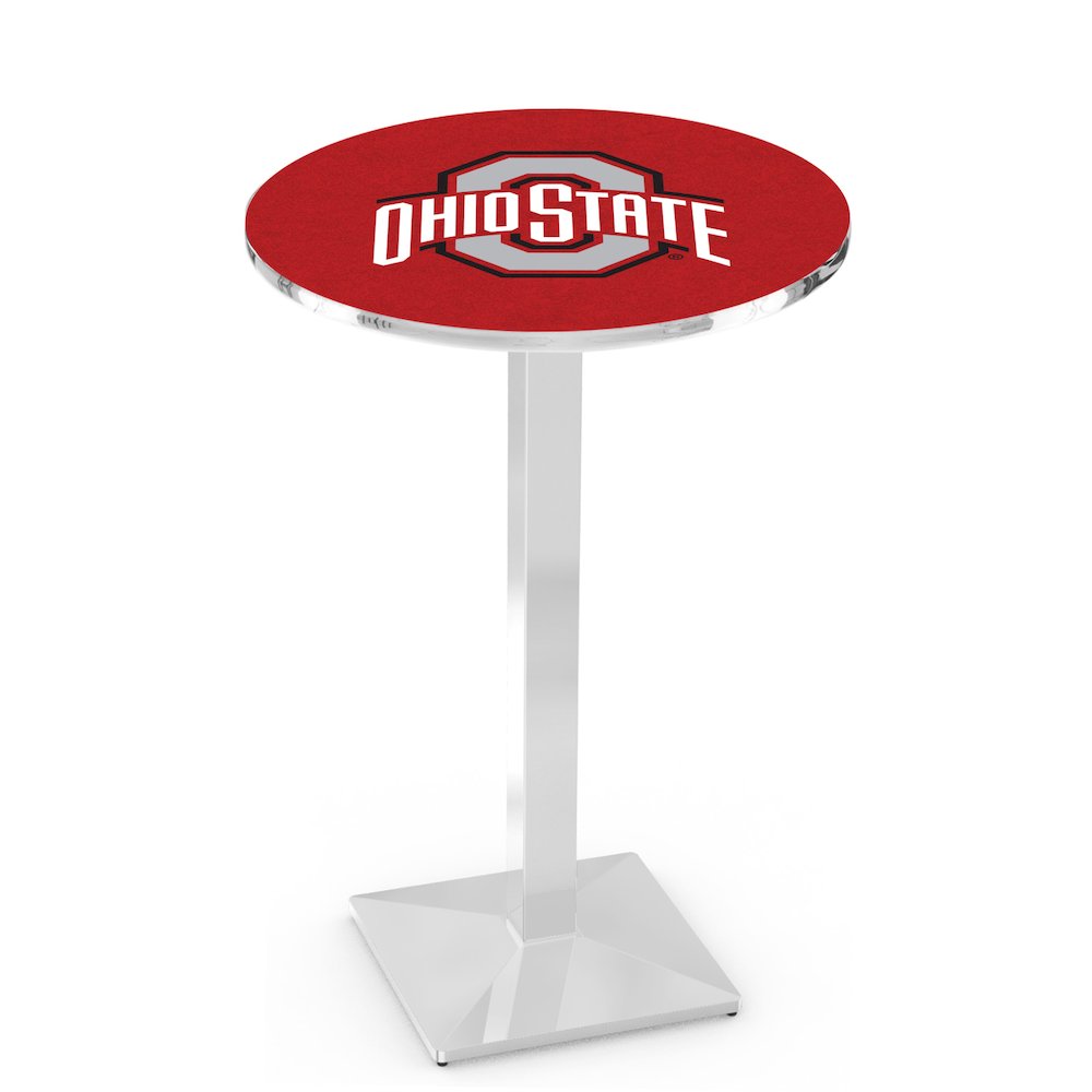 L217 Ohio State University 36' Tall - 36' Top Pub Table w/ Chrome Finish. Picture 1