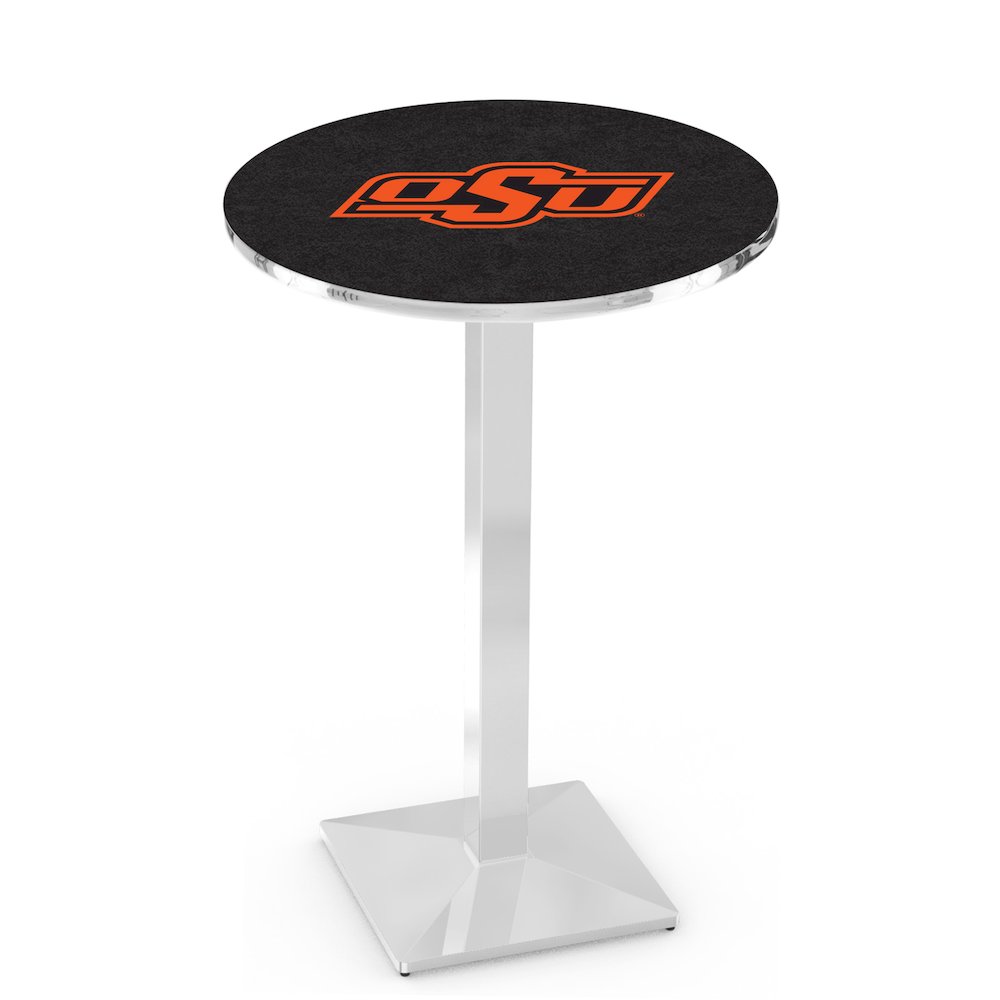 L217 Oklahoma State University 36' Tall - 36' Top Pub Table w/ Chrome Finish. Picture 1