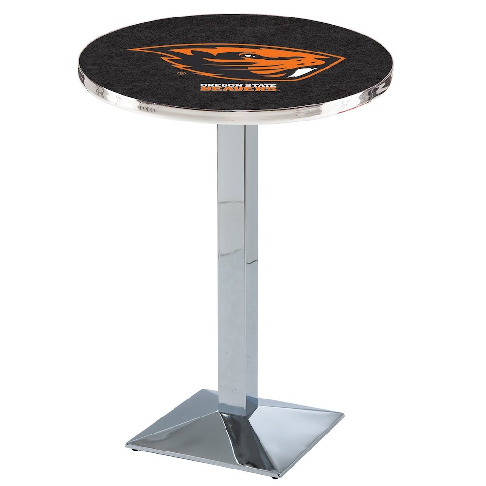 L217 Oregon State University 36" Tall - 36" Top Pub Table with Chrome Finish. Picture 1