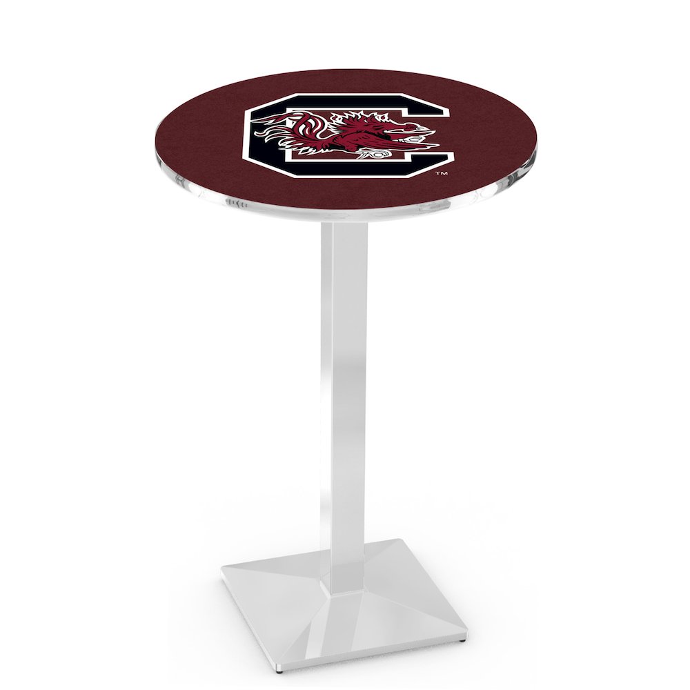 L217 University of South Carolina 36' Tall - 36' Top Pub Table w/ Chrome Finish. Picture 1