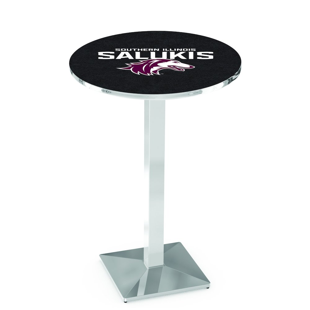 L217 Southern Illinois University 36' Tall - 36' Top Pub Table w/ Chrome Finish. Picture 1