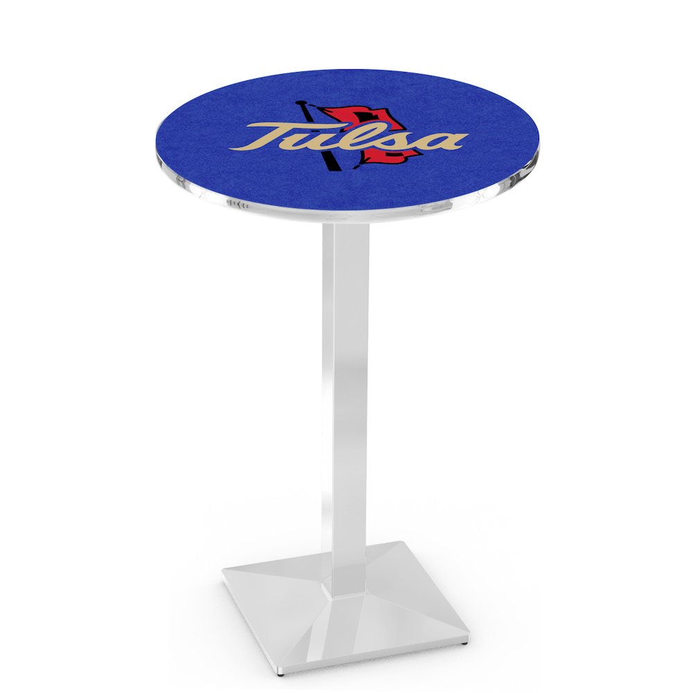 L217 University of Tulsa 36' Tall - 36' Top Pub Table w/ Chrome Finish. Picture 1