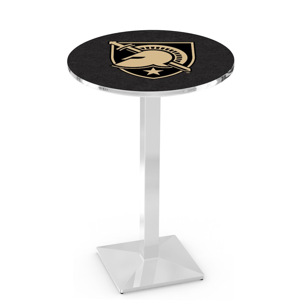 L217 US Military Academy 36' Tall - 36' Top Pub Table w/ Chrome Finish. Picture 1
