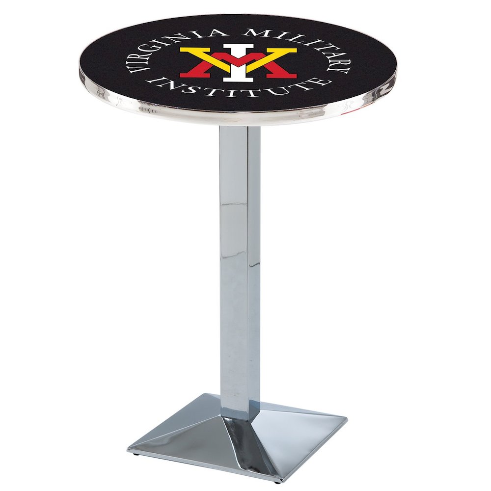 L217 Virginia Military Institute 36" Tall - 36" Top Pub Table with Chrome Finish. Picture 1