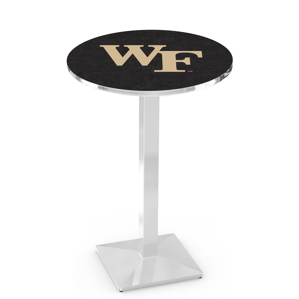 L217 Wake Forest University 36" Tall - 36" Top Pub Table with Chrome Finish. Picture 1