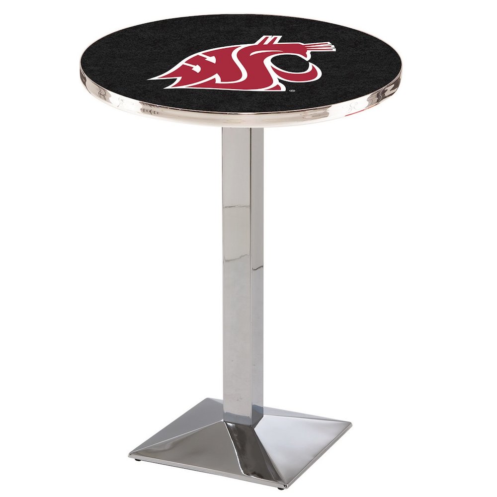 L217 Washington State University 36' Tall - 36' Top Pub Table w/ Chrome Finish. Picture 1