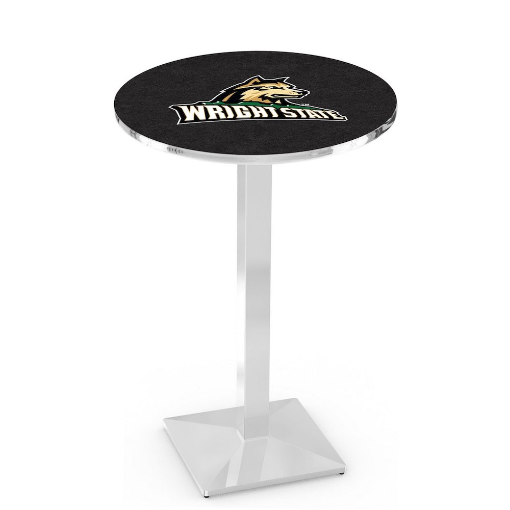 L217 Wright State University 36' Tall - 36' Top Pub Table w/ Chrome Finish. Picture 1