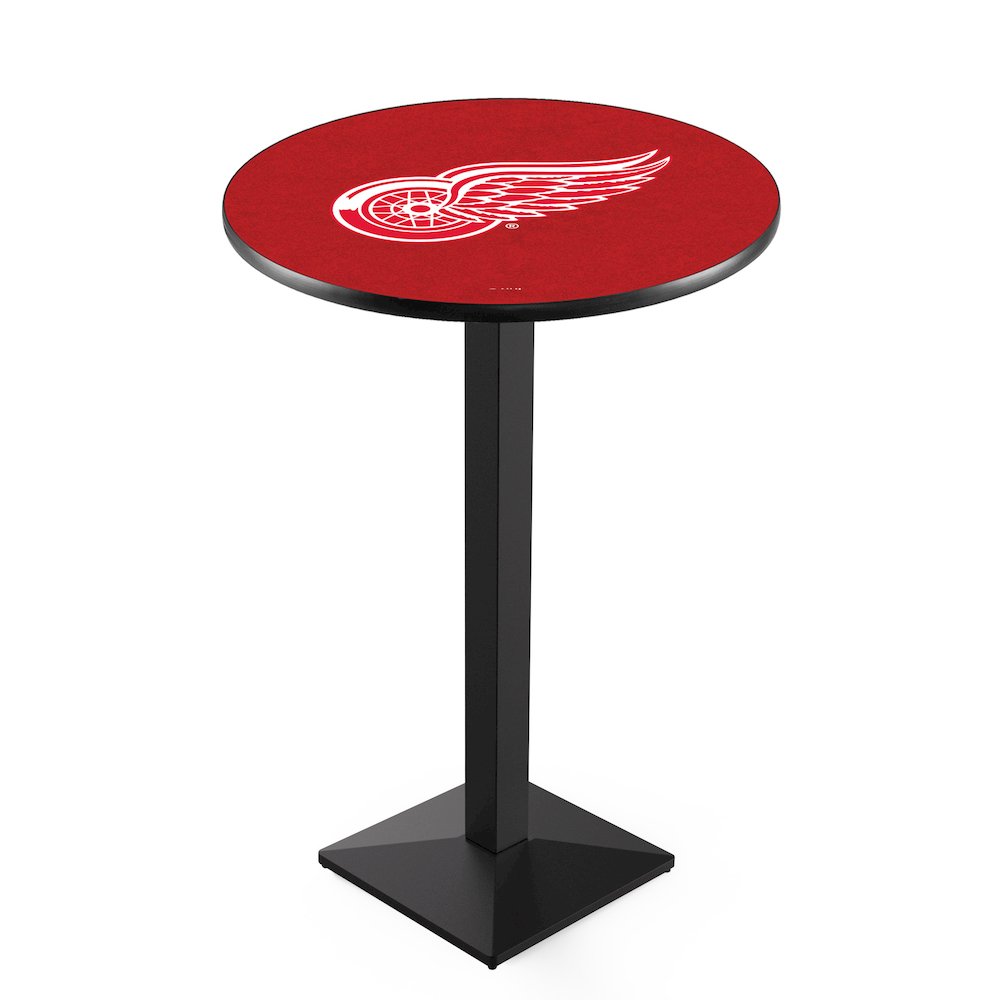 L217 Detroit Red Wings 36' Tall - 36' Top Pub Table w/ Black Wrinkle Finish (8692). Picture 1