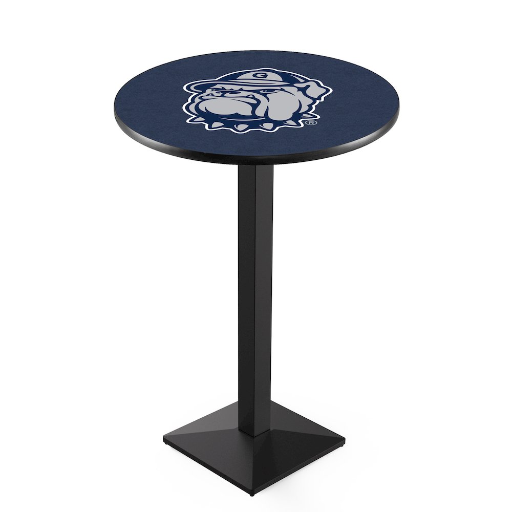L217 Georgetown University 36" Tall - 36" Top Pub Table with Black Wrinkle Finish. Picture 1