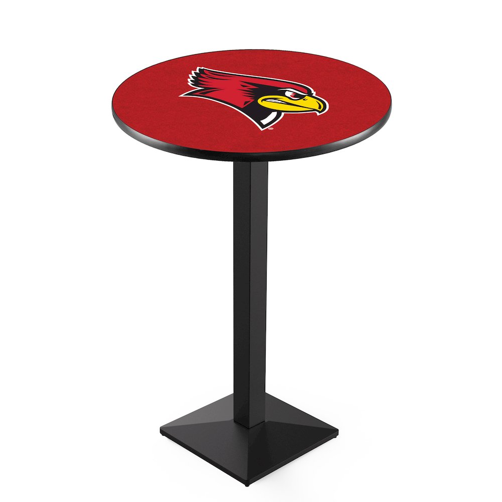 L217 Illinois State University 36" Tall - 36" Top Pub Table with Black Wrinkle Finish. Picture 1