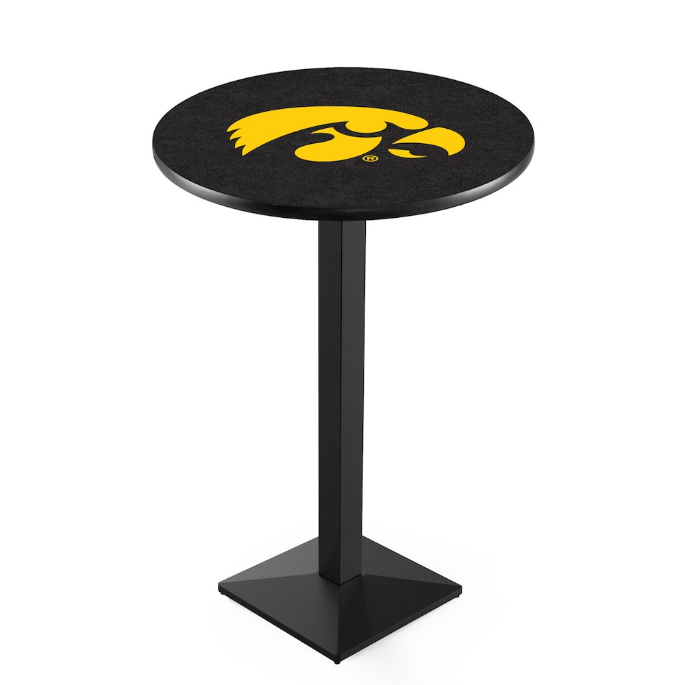 L217 University of Iowa 36' Tall - 36' Top Pub Table w/ Black Wrinkle Finish. Picture 1