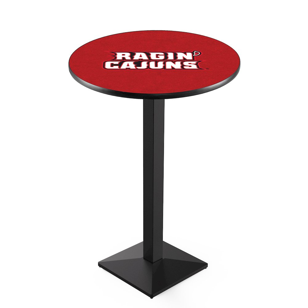 L217 University of Louisiana at Lafayette 36' Tall - 36' Top Pub Table w/ Black Wrinkle Finish. Picture 1