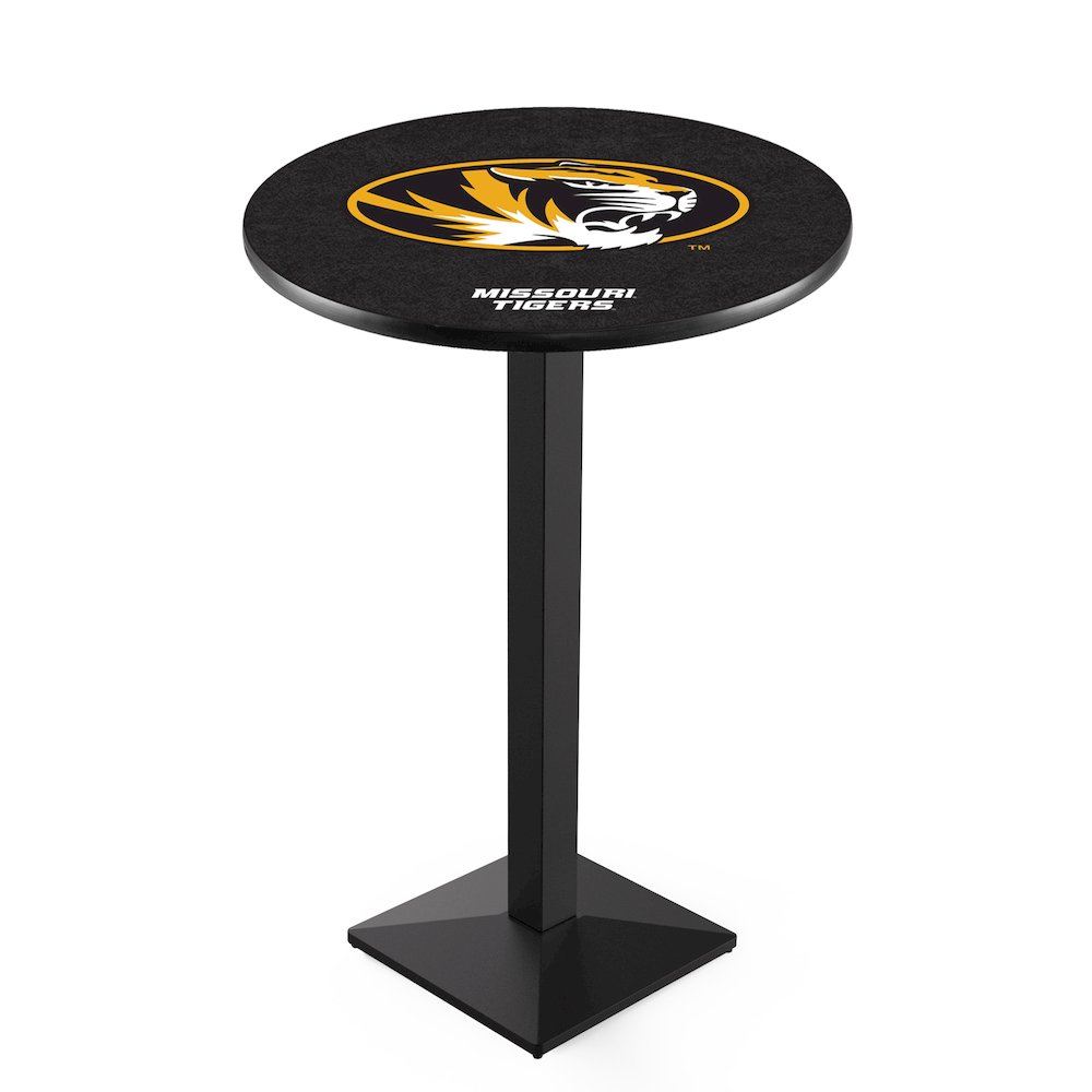 L217 University of Missouri 36' Tall - 36' Top Pub Table w/ Black Wrinkle Finish. Picture 1