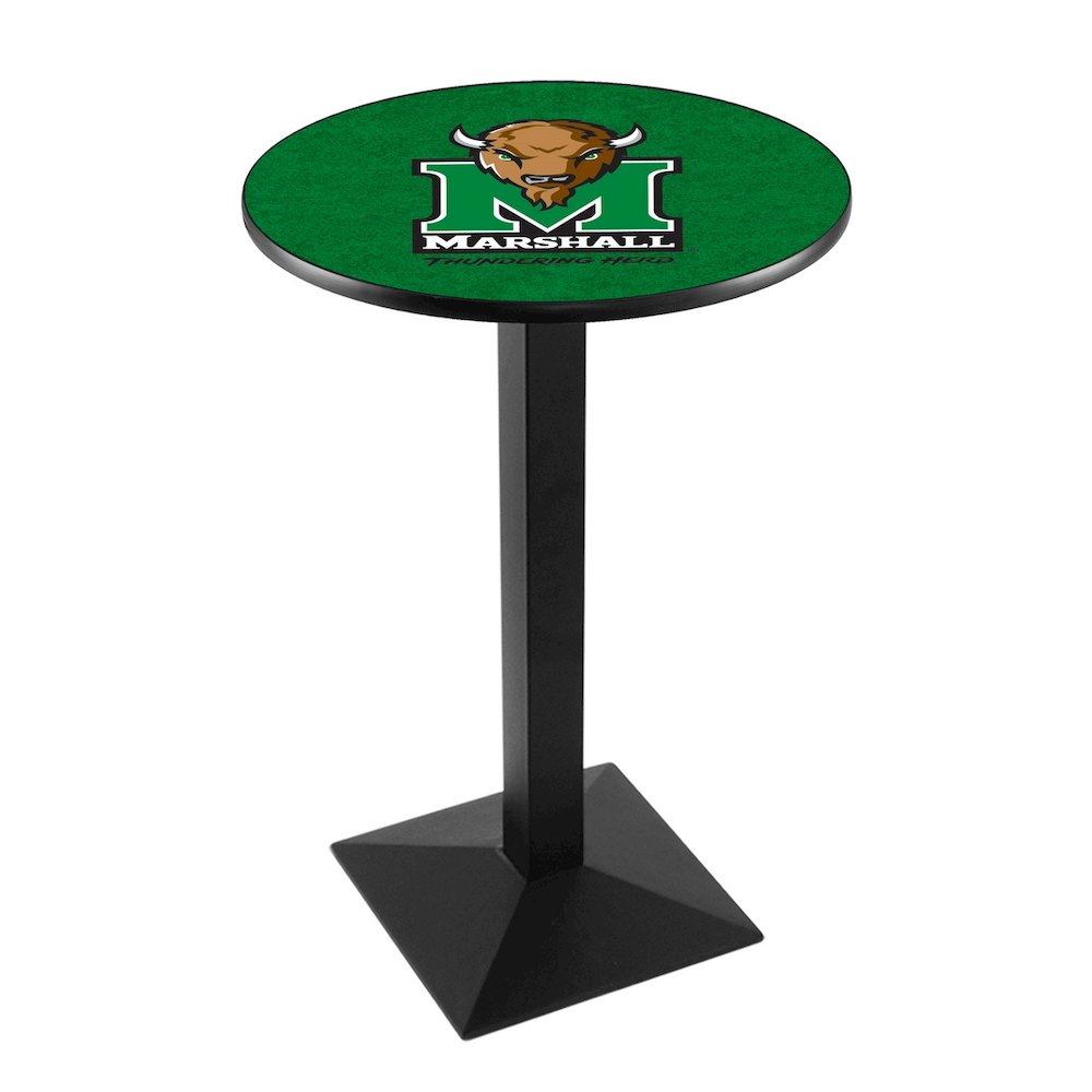 L217 Marshall University 36" Tall - 36" Top Pub Table with Black Wrinkle Finish. Picture 1