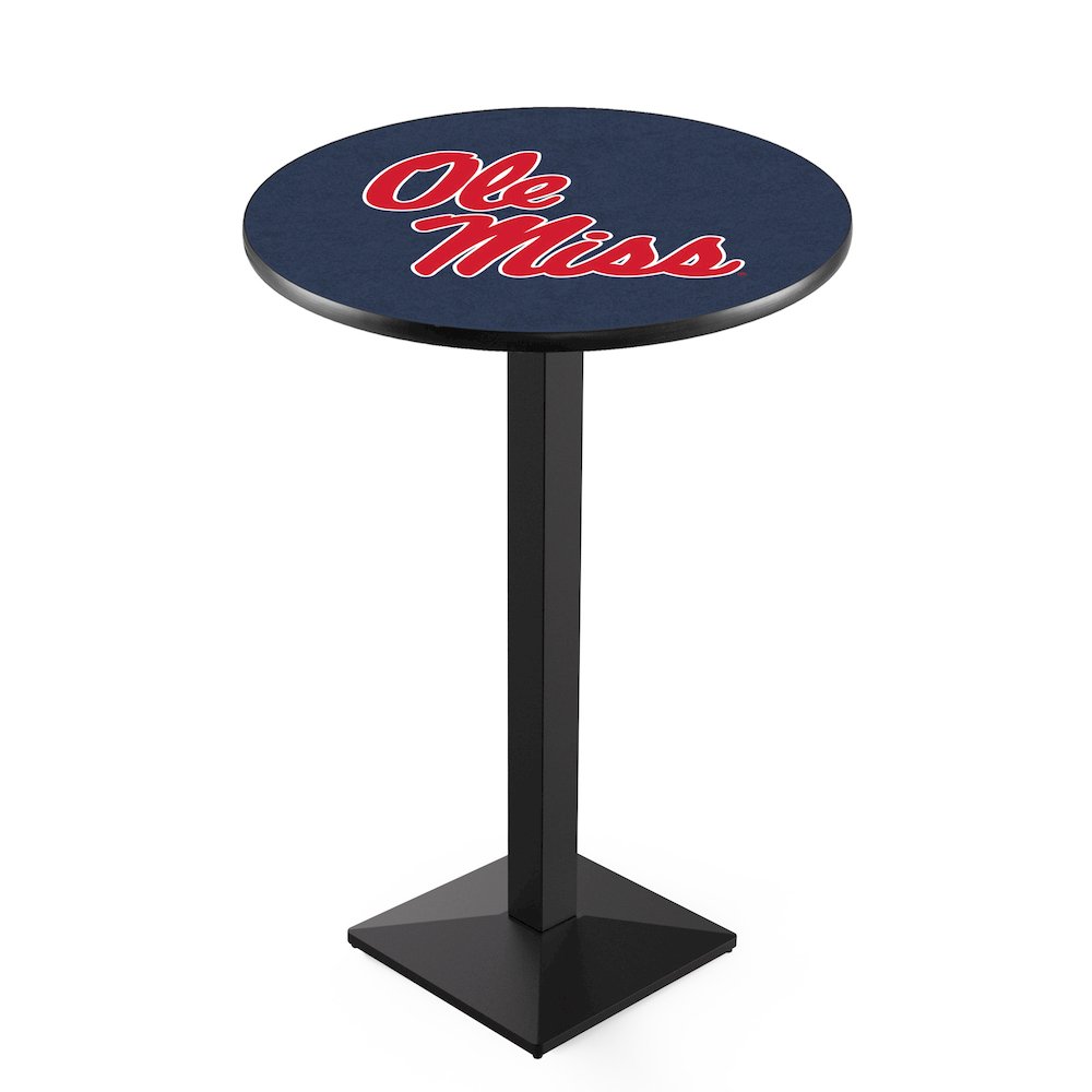 L217 University of Mississippi 36" Tall - 36" Top Pub Table with Black Wrinkle Finish. Picture 1