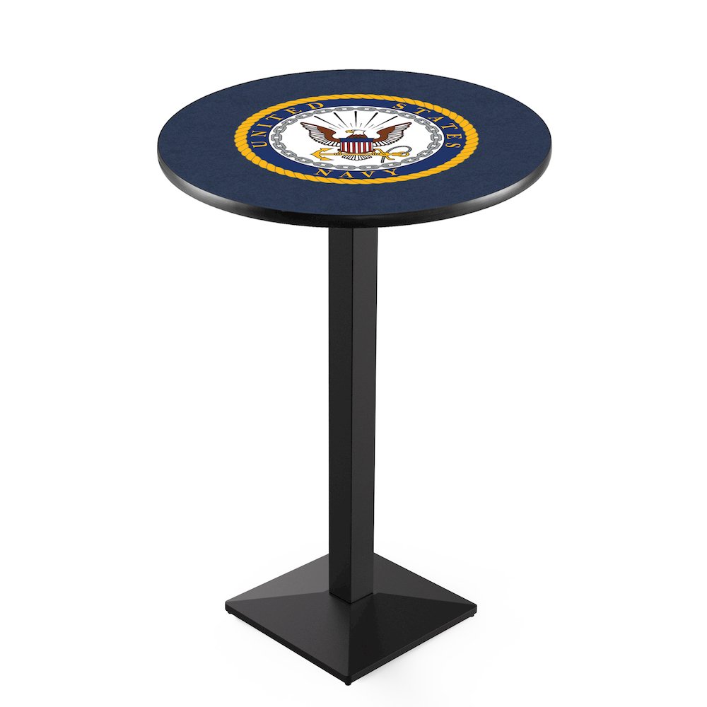 L217 United States Navy 36' Tall - 36' Top Pub Table w/ Black Wrinkle Finish. Picture 1