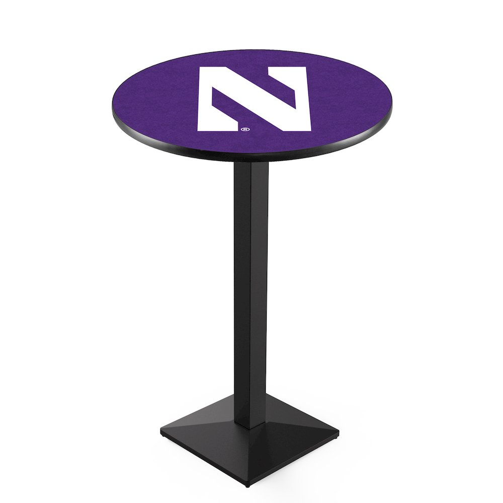 L217 Northwestern University 36' Tall - 36' Top Pub Table w/ Black Wrinkle Finish. Picture 1