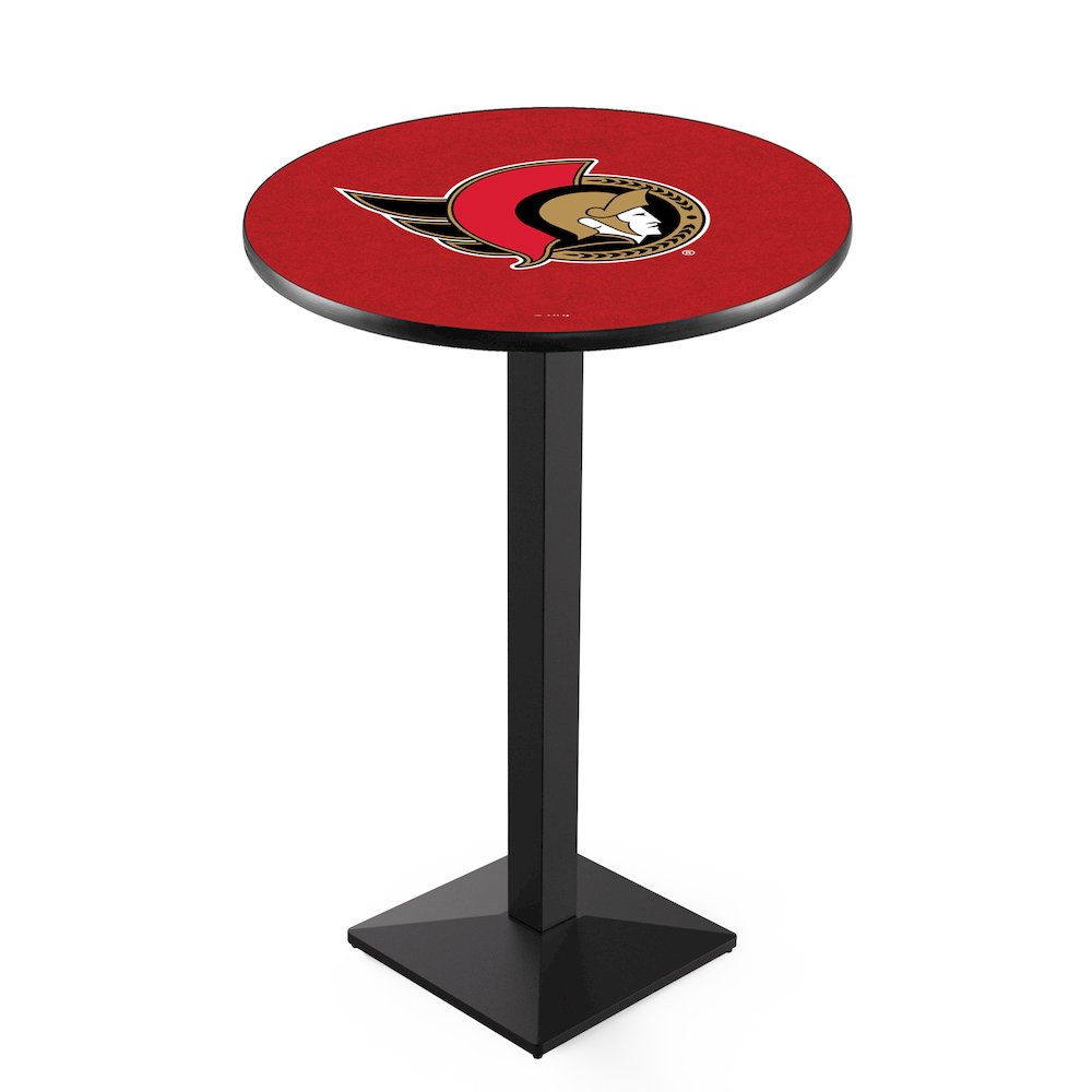 L217 Ottawa Senators 36" Tall - 36" Top Pub Table with Black Wrinkle Finish (9507). Picture 1