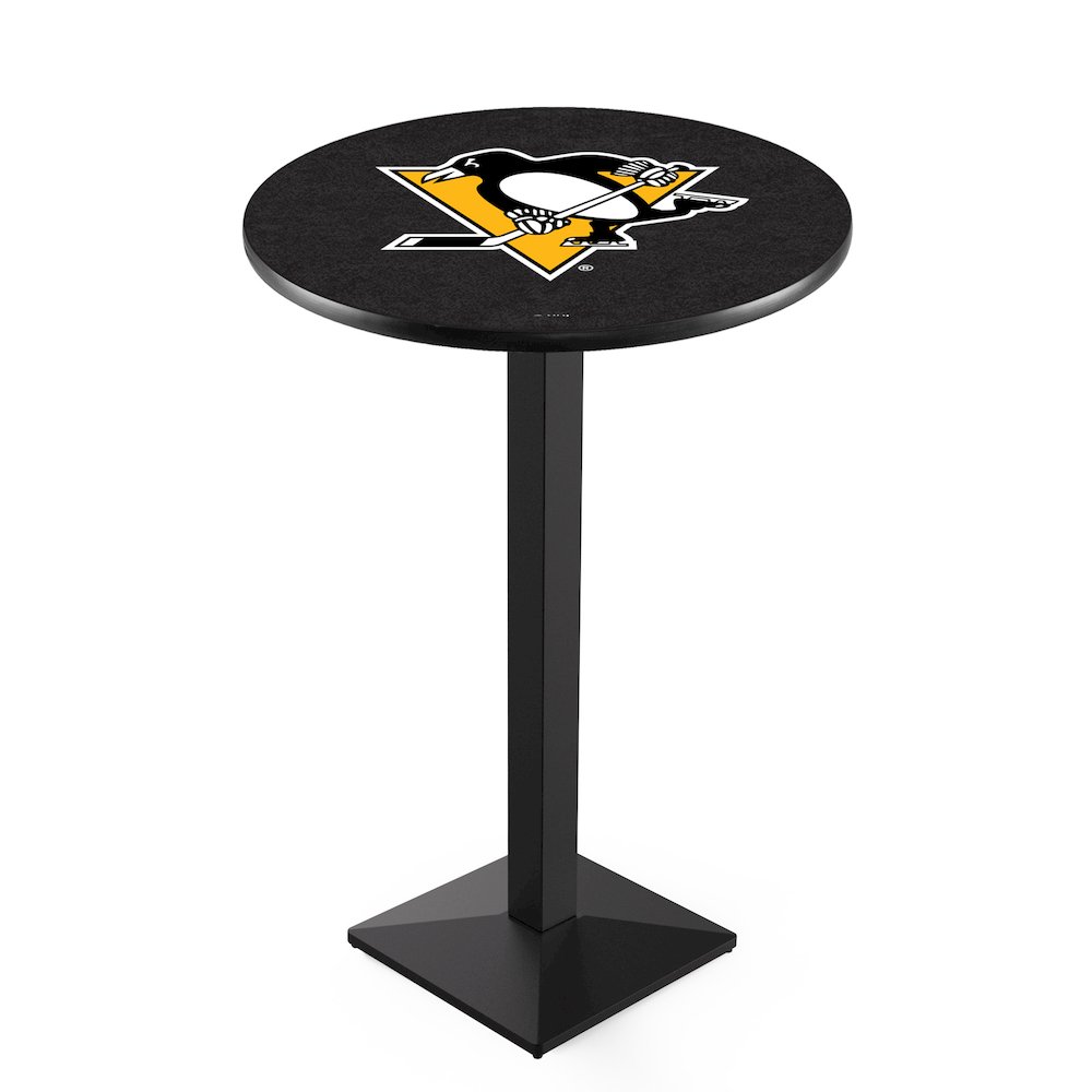 L217 Pittsburgh Penguins 36" Tall - 36" Top Pub Table with Black Wrinkle Finish (9545). Picture 1