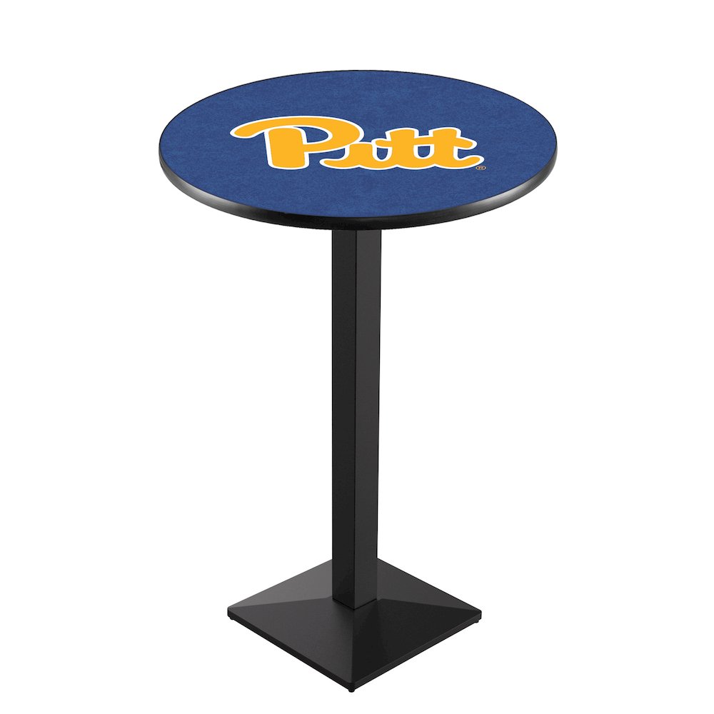 L217 University of Pittsburgh 36' Tall - 36' Top Pub Table w/ Black Wrinkle Finish. Picture 1