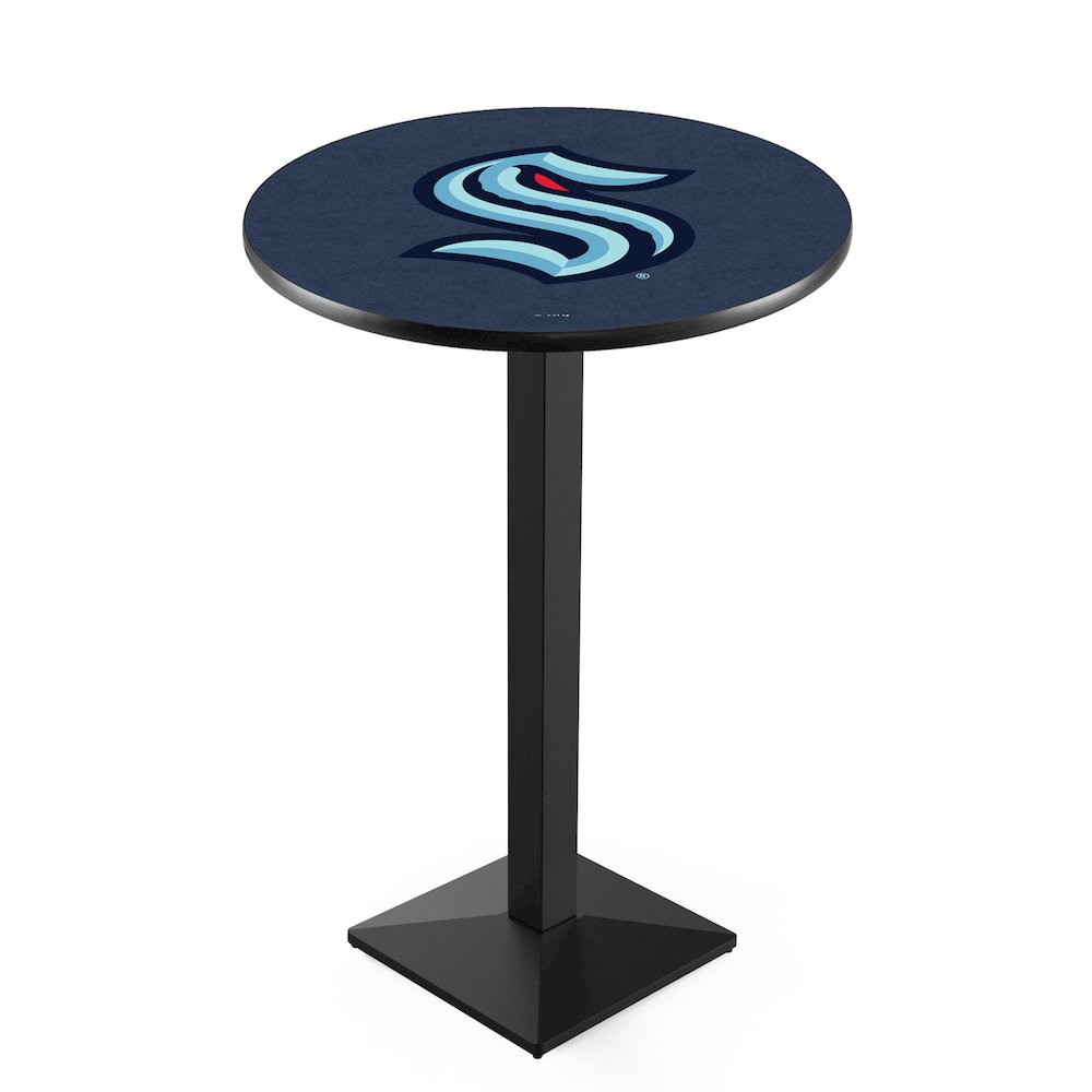 L217 Seattle Kraken 36' Tall - 36' Top Pub Table w/ Black Wrinkle Finish (1006). Picture 1