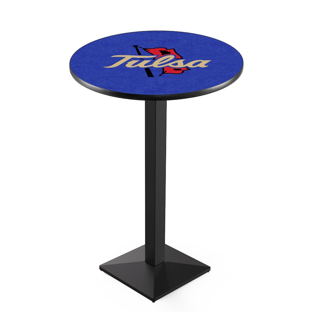 L217 University of Tulsa 36" Tall - 36" Top Pub Table with Black Wrinkle Finish. Picture 1