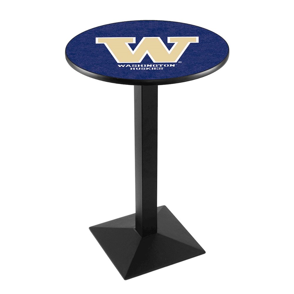 L217 University of Washington 36' Tall - 36' Top Pub Table w/ Black Wrinkle Finish. Picture 1