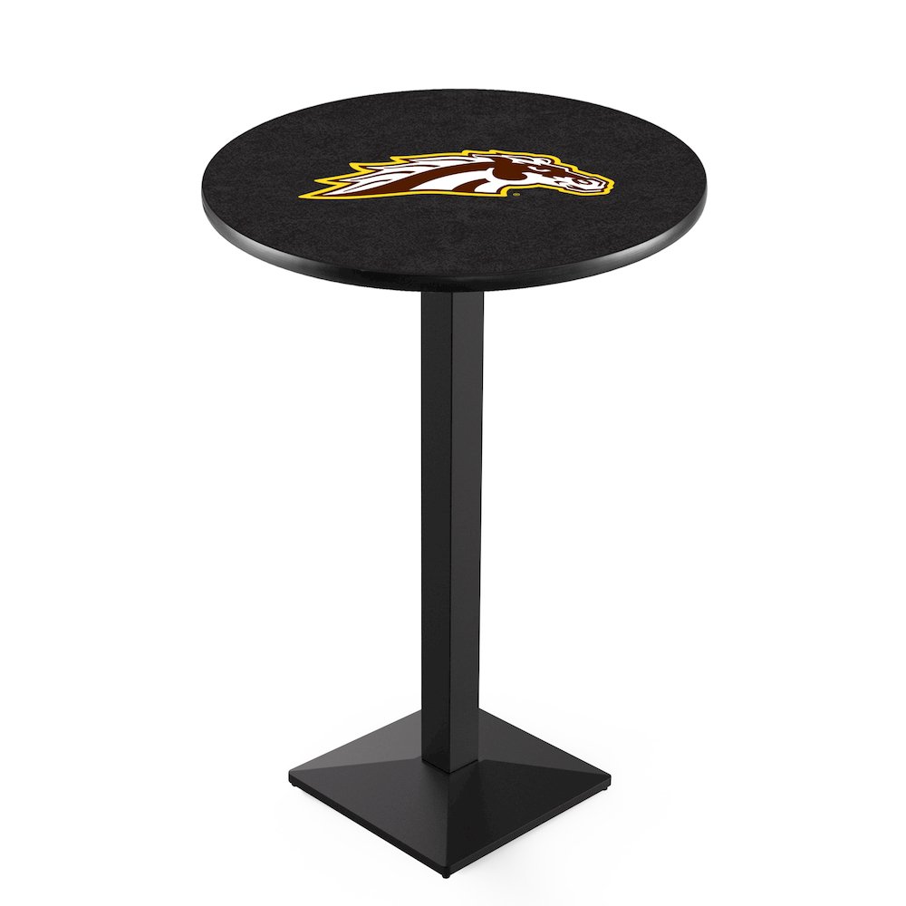L217 Western Michigan University 36' Tall - 36' Top Pub Table w/ Black Wrinkle Finish. Picture 1