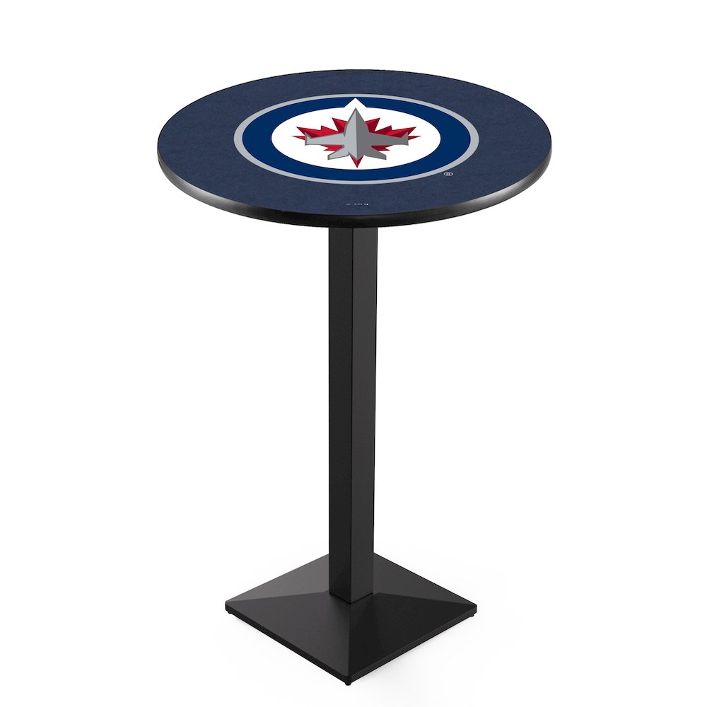 L217 Winnipeg Jets 36' Tall - 36' Top Pub Table w/ Black Wrinkle Finish (7299). Picture 1