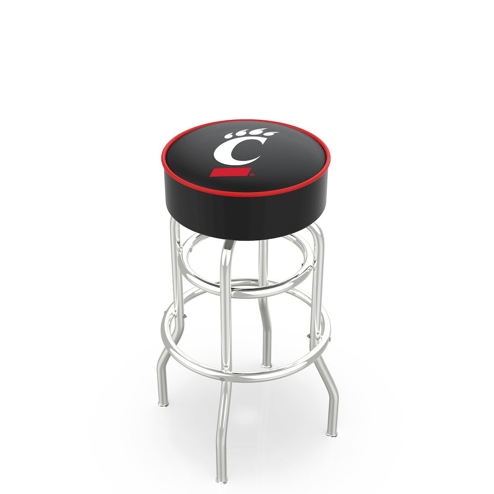 30" L7C1 - 4" Cincinnati Cushion Seat with Double-Ring Chrome Base Swivel Bar Stool by Holland Bar Stool Company. Picture 1