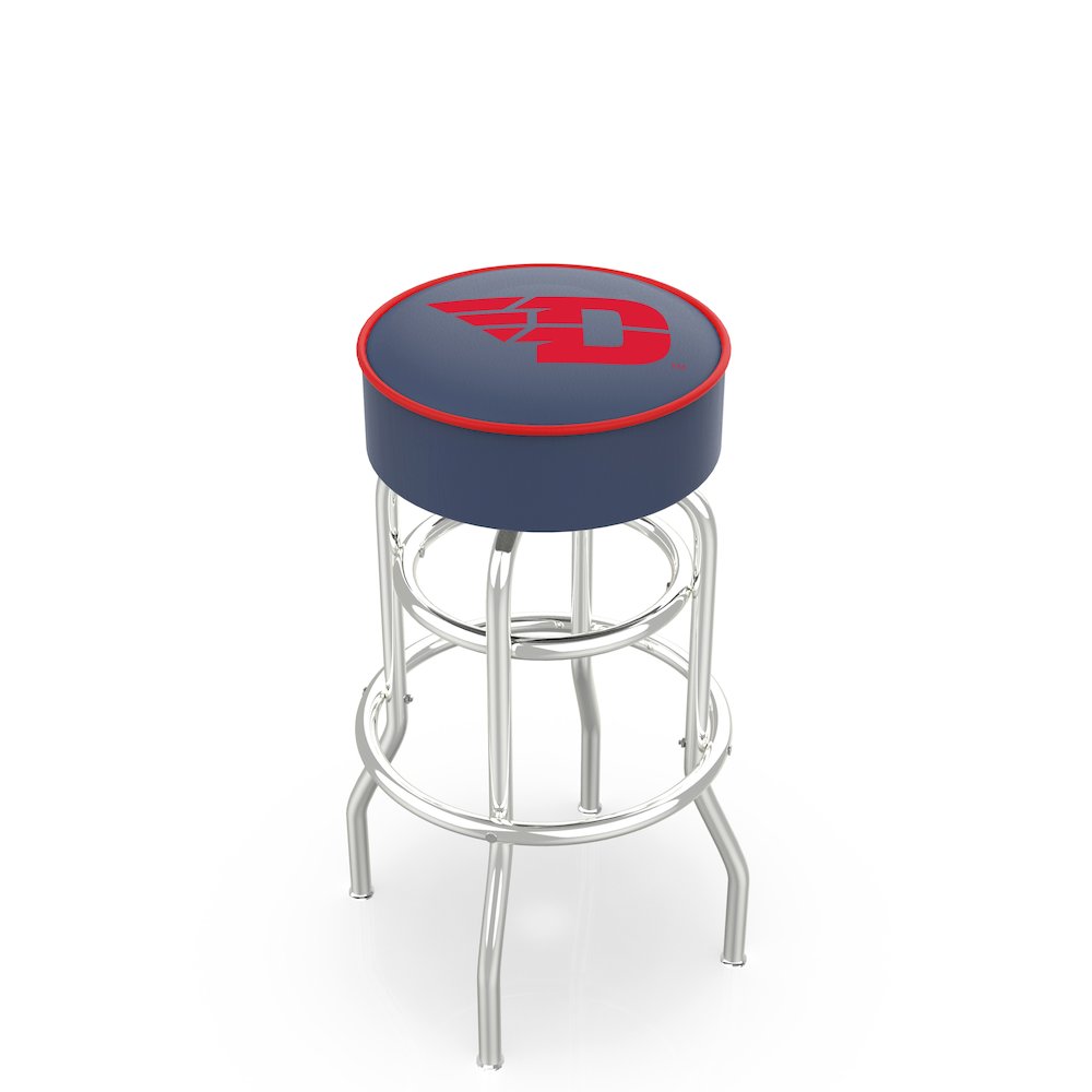 30" L7C1 - 4" University of Dayton Cushion Seat with Double-Ring Chrome Base Swivel Bar Stool by Holland Bar Stool Company. Picture 1