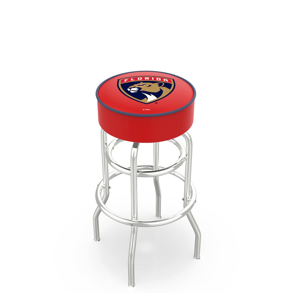 30" L7C1 - 4" Florida Panthers Cushion Seat with Double-Ring Chrome Base Swivel Bar Stool by Holland Bar Stool Company. Picture 1