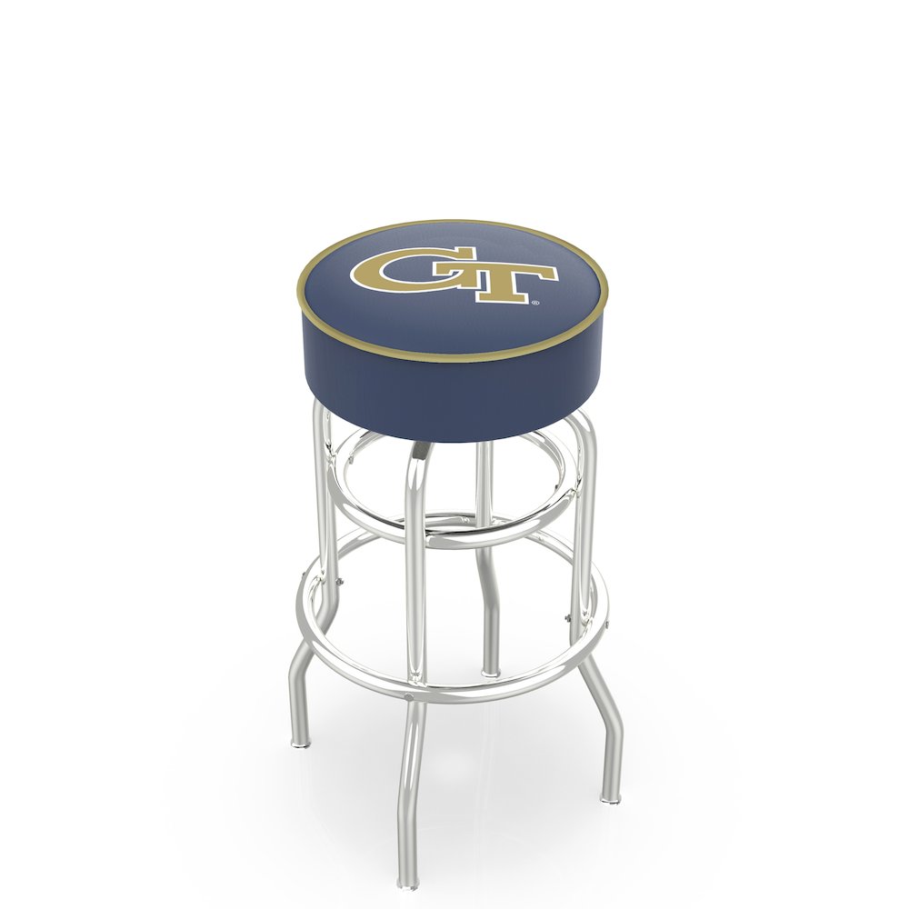 30" L7C1 - 4" Georgia Tech Cushion Seat with Double-Ring Chrome Base Swivel Bar Stool by Holland Bar Stool Company. Picture 1