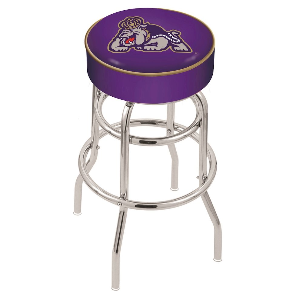 30" L7C1 - 4" James Madison Cushion Seat with Double-Ring Chrome Base Swivel Bar Stool by Holland Bar Stool Company. Picture 1